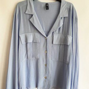 Zara Light Blue Blouse - Size: Medium